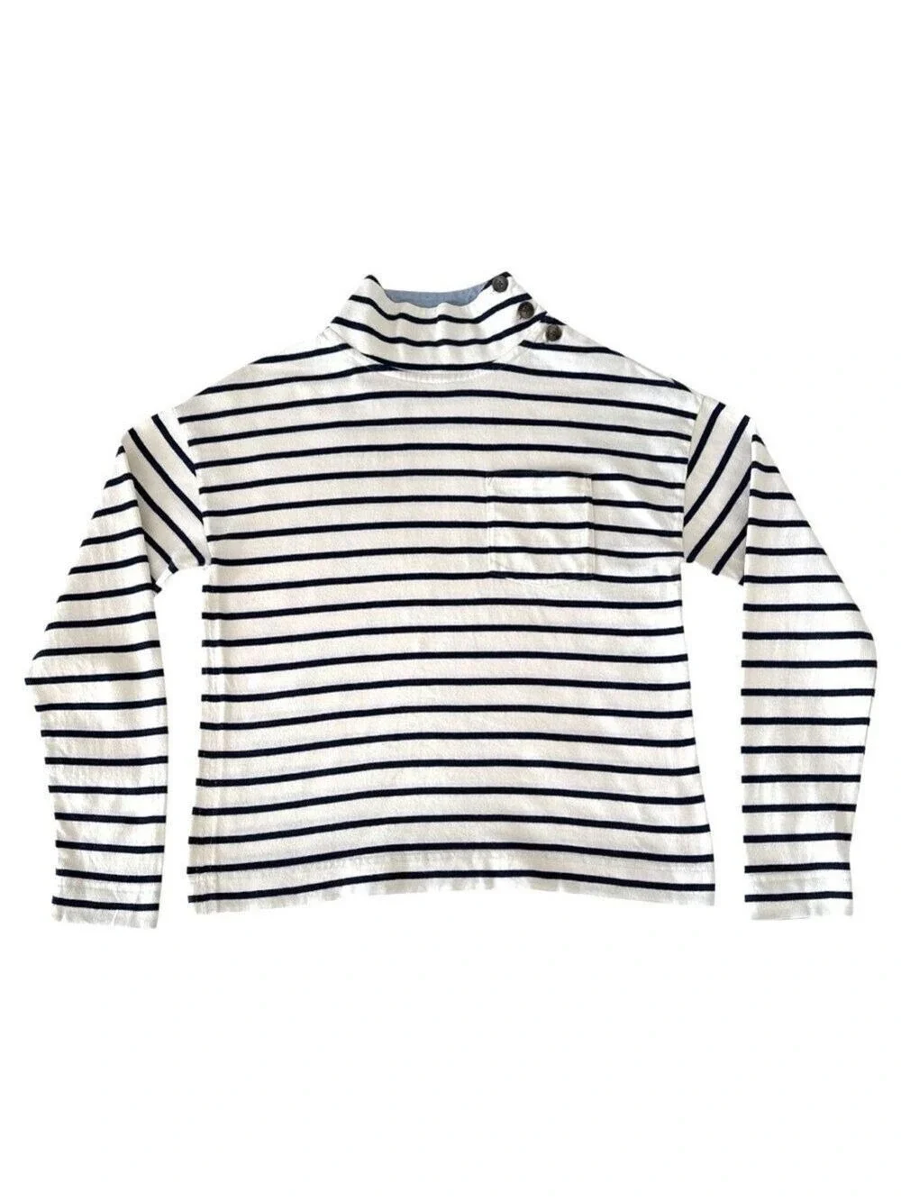 Vineyard Vines Striped Button Mockneck Cotton Long Sleeve Top Size Small - Picture 2 of 8